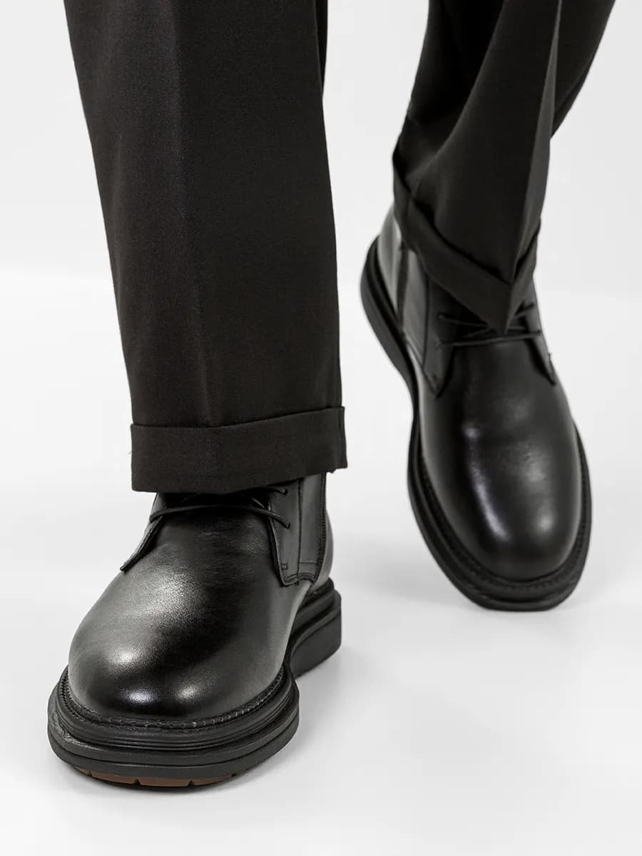 Ботинки зимние из натуральной кожи с мехом - фото 1