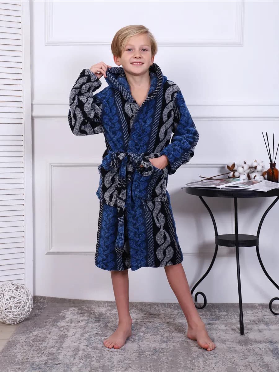 Халат махровый теплый с капюшоном