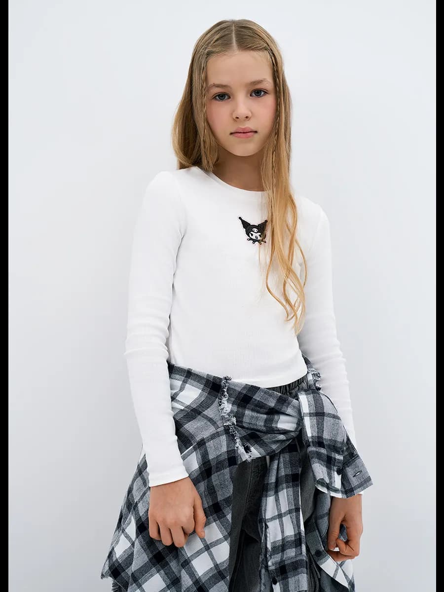 Лонгслив с аппликацией для девочек