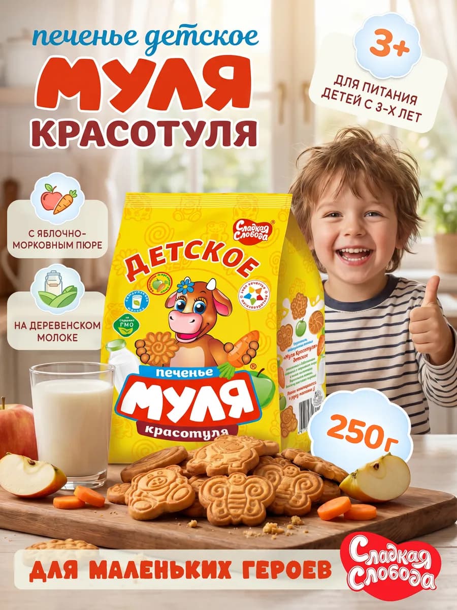 Печенье детское Муля Красотуля 250 г