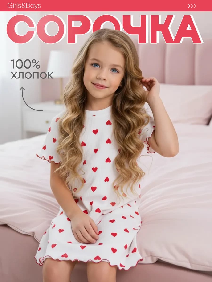 Ночная сорочка детская в рубчик