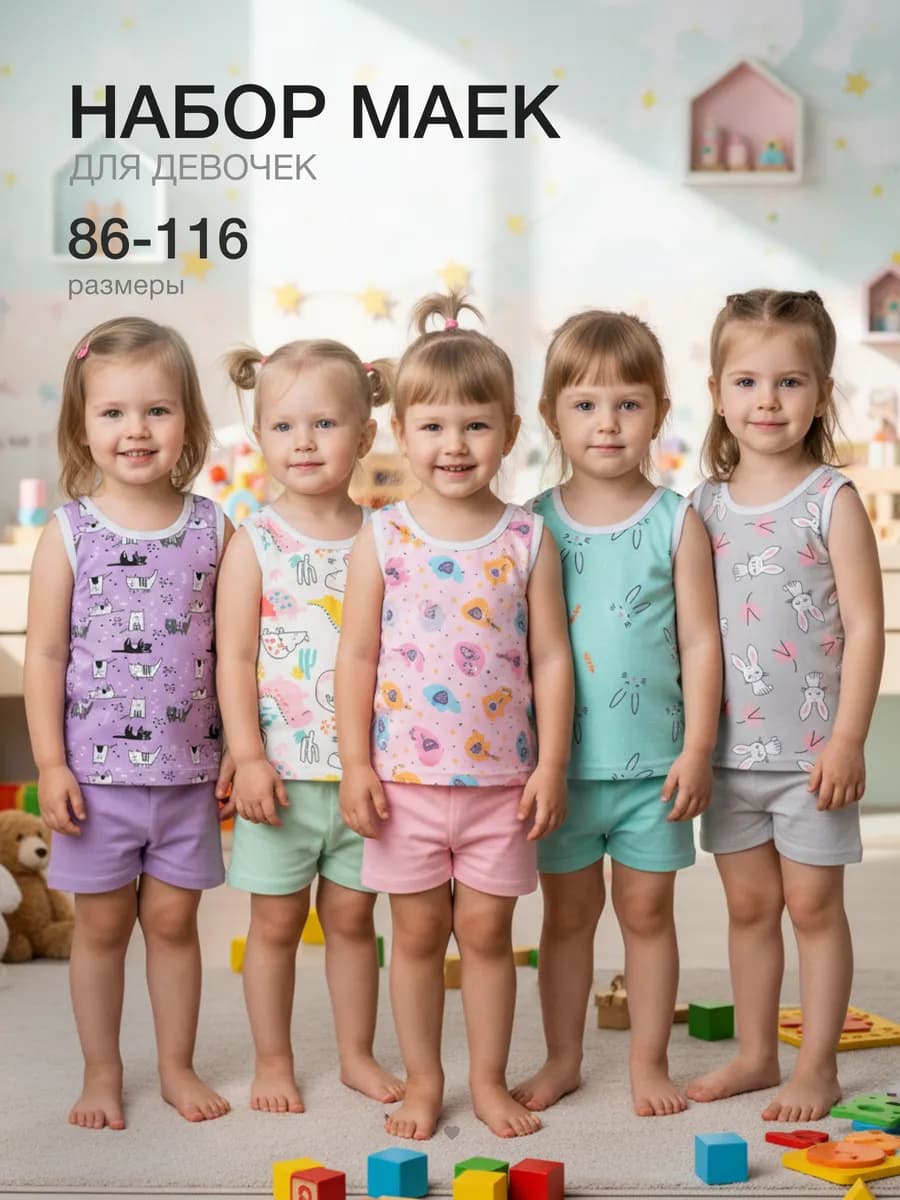 Майка для девочки набор 5 шт