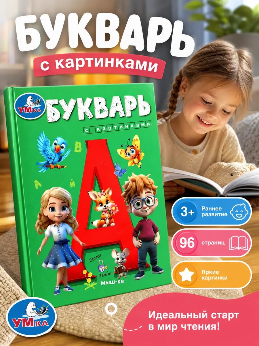 Азбука для малышей букварь для детей учимся читать по слогам