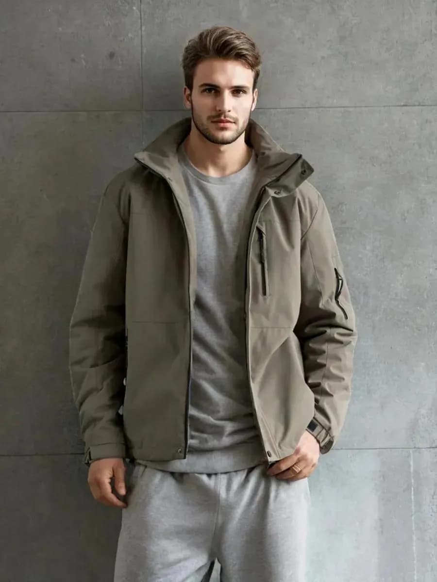 Демисезонная куртка с капюшоном болоневая - фото 1