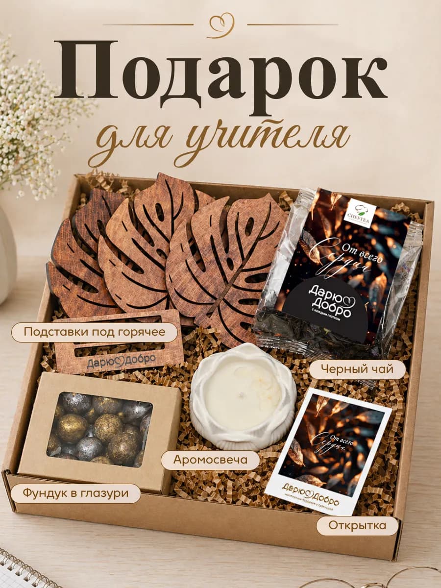 Подарочный набор с аромасвечой и чаем