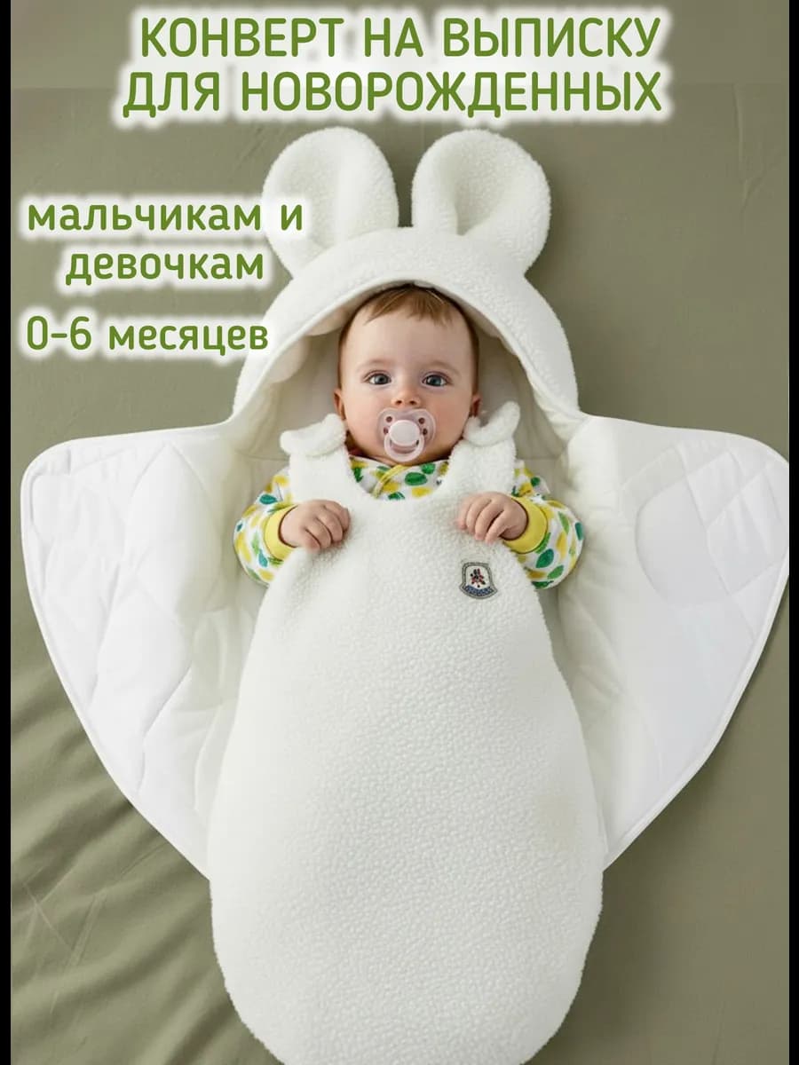 Конверт для новорожденного малыша на выписку теплый