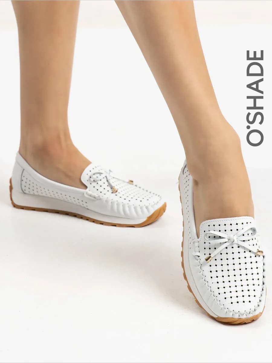 Мокасины белые женские - фото 1