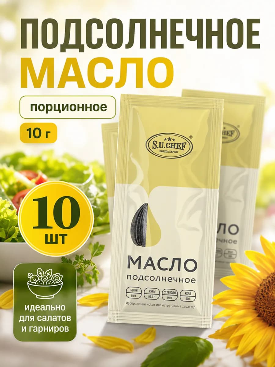 Подсолнечное масло рафинированное в саше-пакетах - 10 шт