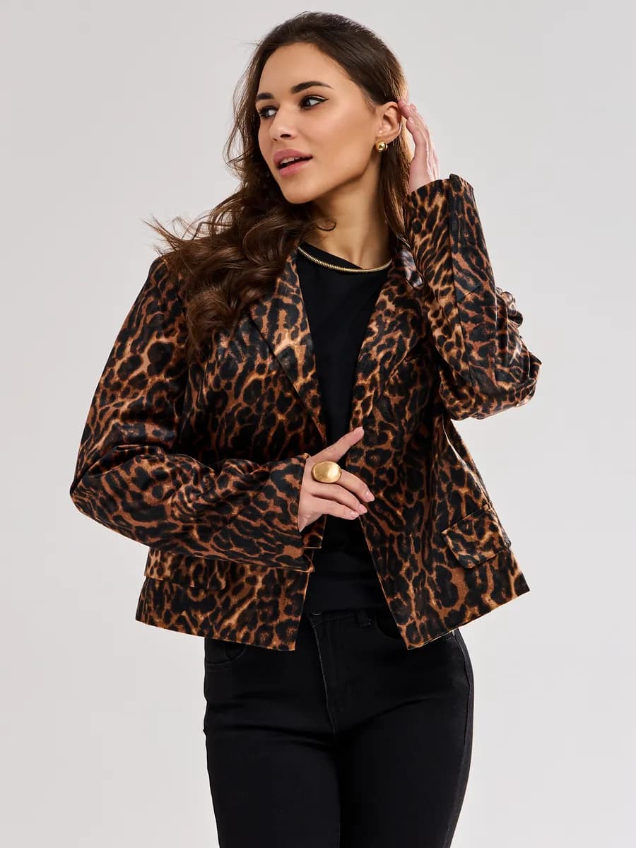 Оверсайз замшевый леопардовый пиджак