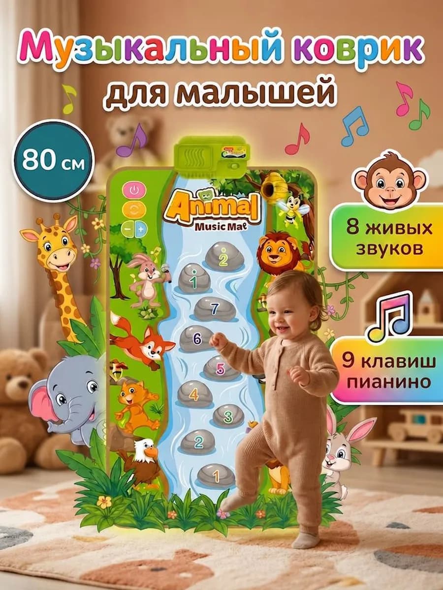 Музыкальный развивающий танцевальный коврик для малышей