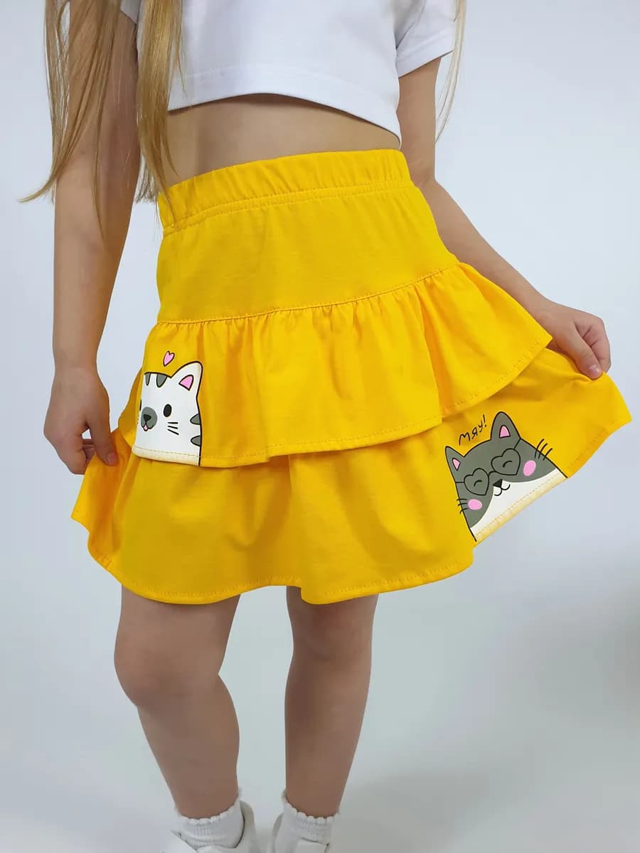 Юбка трикотажная с воланами в садик для детей