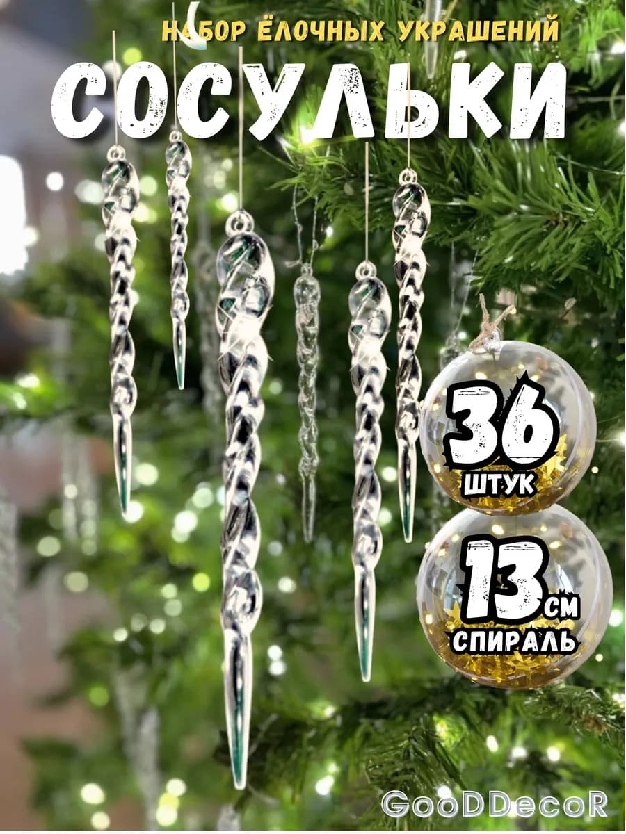 Елочные Украшения Игрушки на елку 36 шт. Новый год 2025