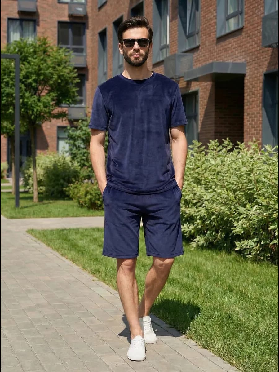 Велюровый домашний комплект с шортами большие размеры