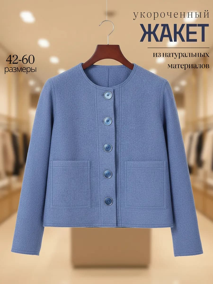 Жакет укороченный пиджак из шерсти
