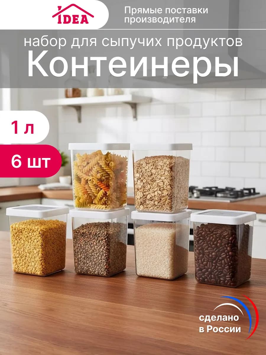 Контейнеры для хранения круп 6шт по 1л