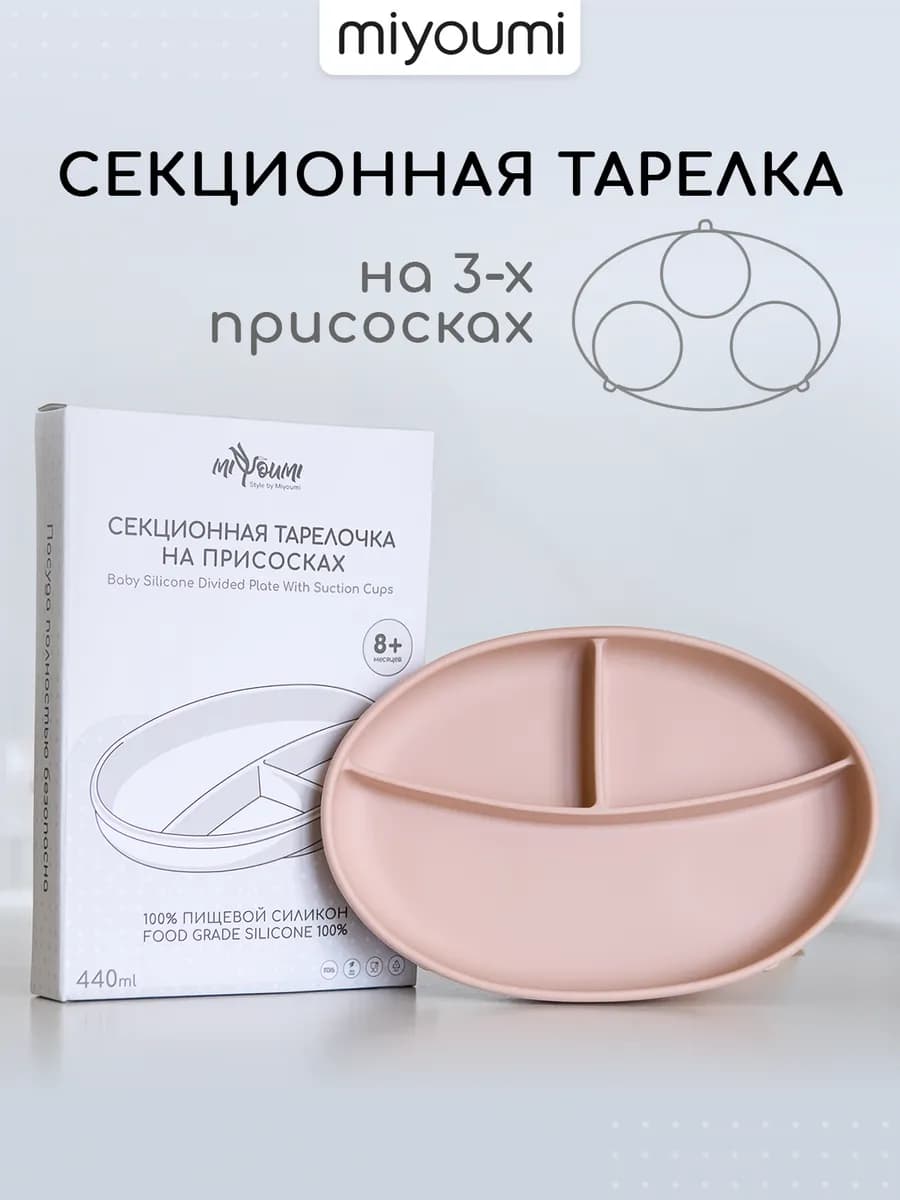 Силиконовая секционная тарелка на присоске