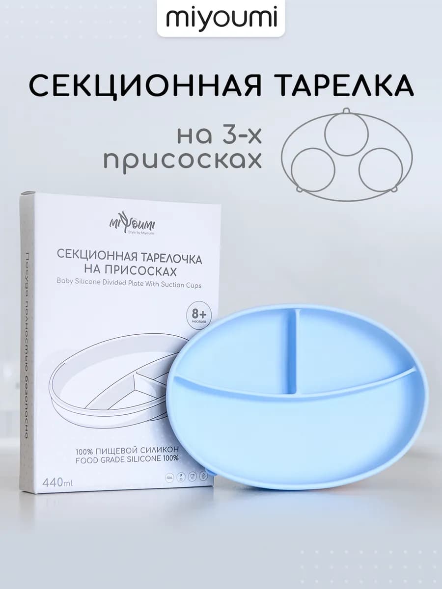 Силиконовая секционная тарелка на присоске