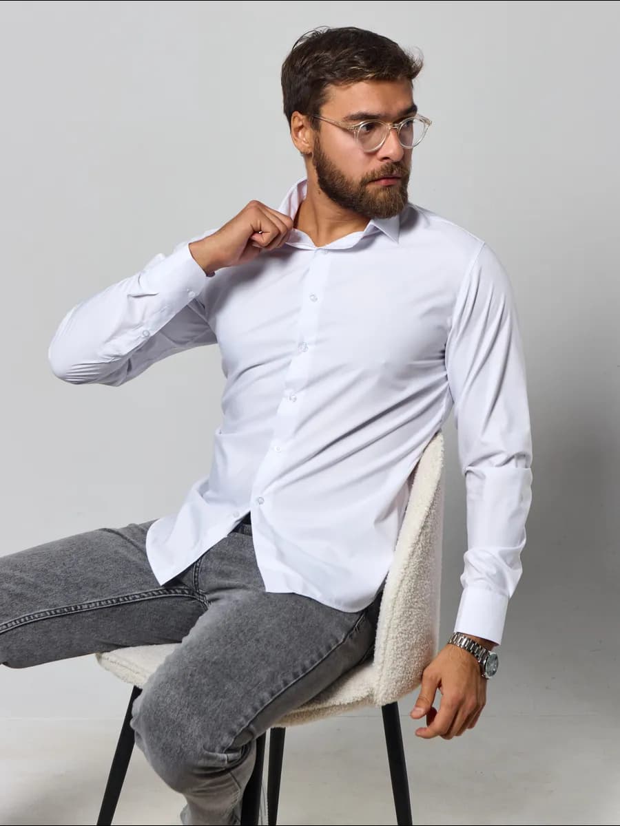 Рубашка с длинным рукавом приталенная slim fit сорочка
