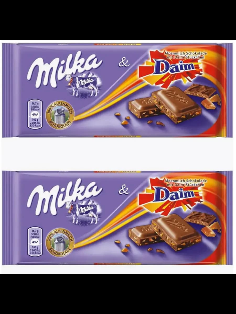 Милка дайм Daim 2шт по 100г