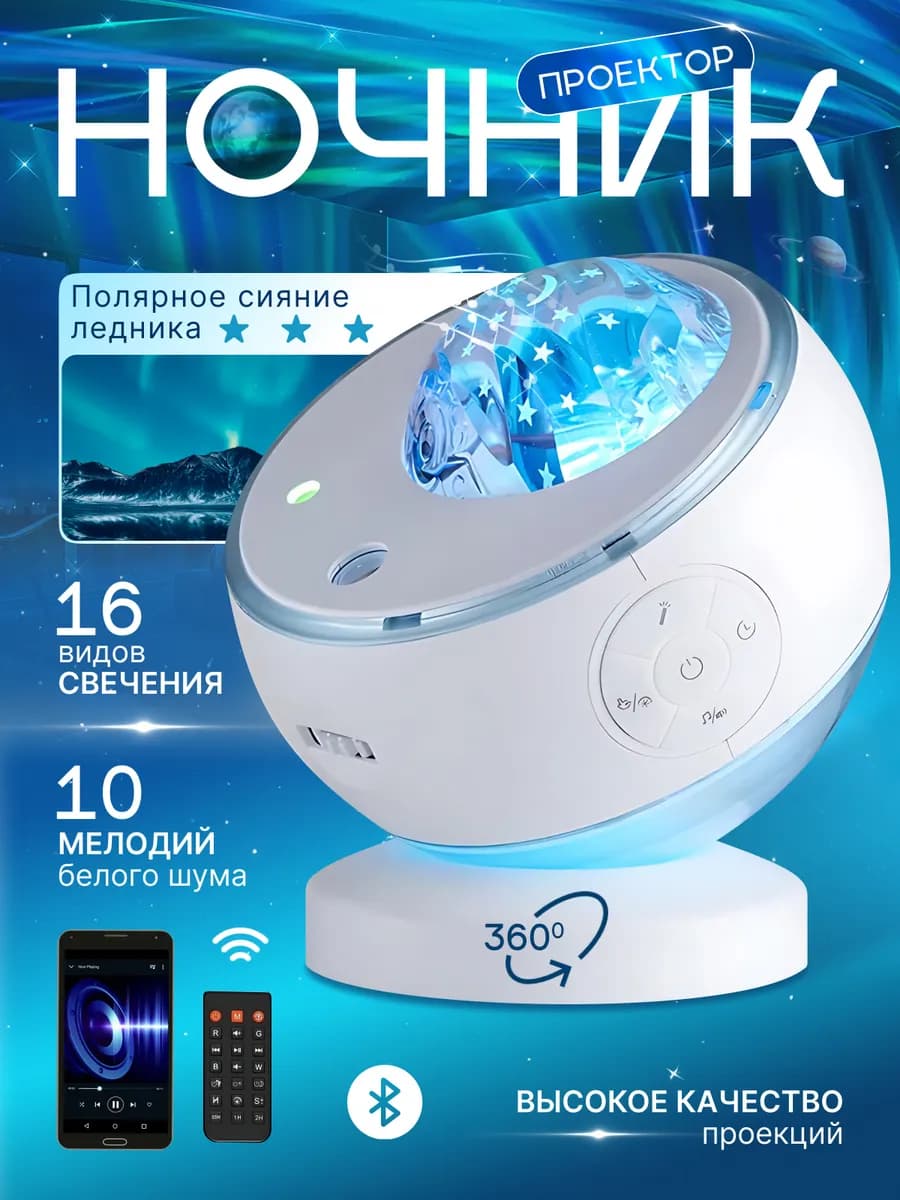 Ночник проектор Звездное небо с северным сиянием