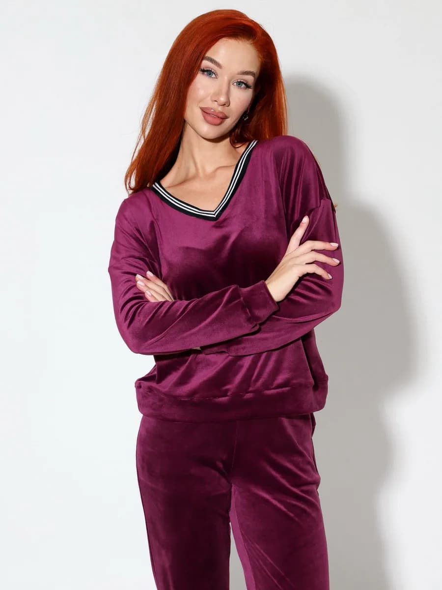 Домашний костюм с брюками велюровый - фото 1