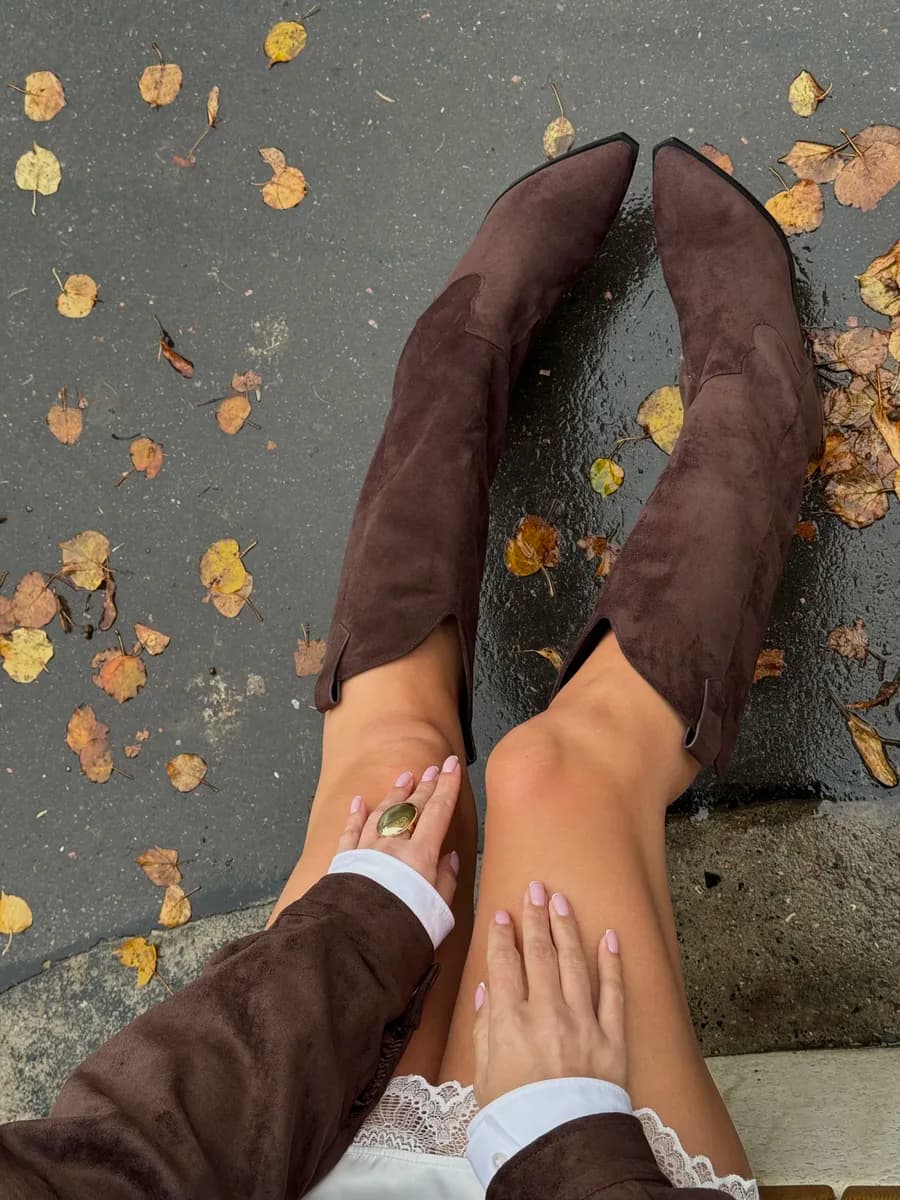 Сапоги казаки демисезонные замшевые