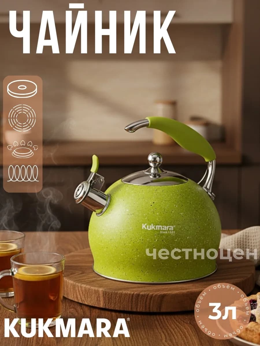 Чайник 3л из нержавеющей стали "Lime"
