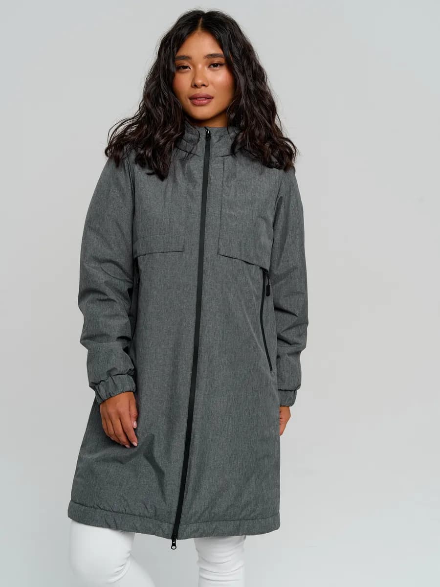 Куртка демисезонная удлиненная с капюшоном