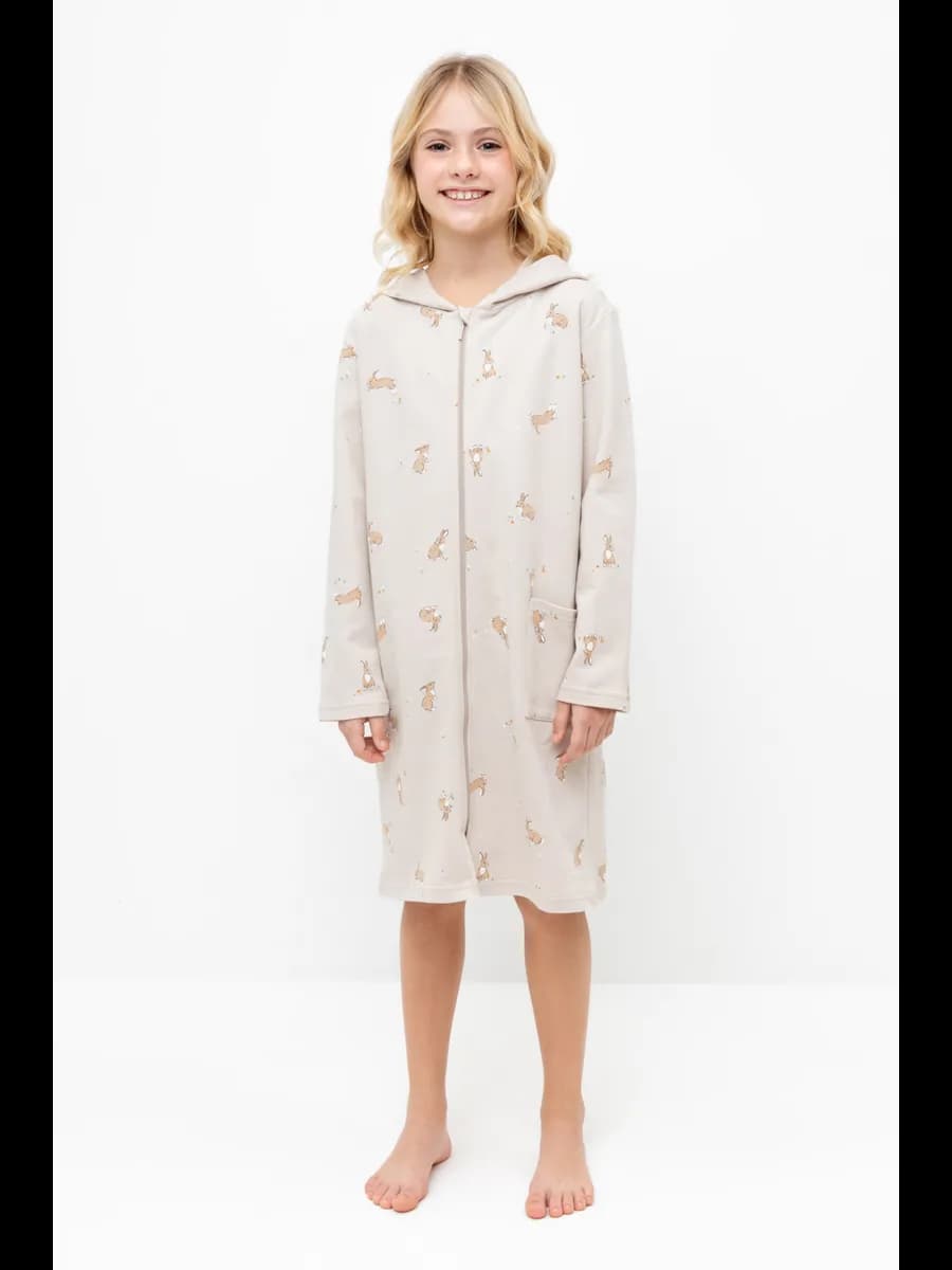 Трикотажный халат на молнии с капюшоном