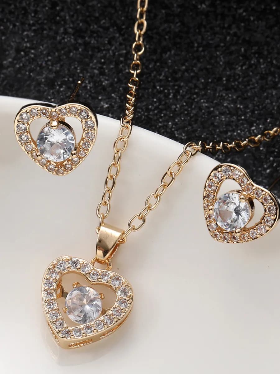 Цепочка с кулоном сердце и серьги