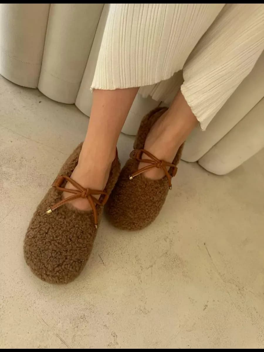 Балетки меховые тедди