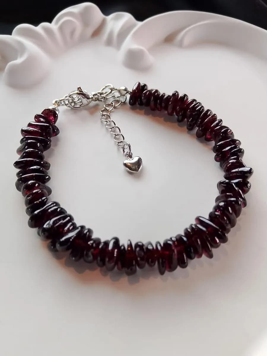 Браслет Гранат натуральный серебренный