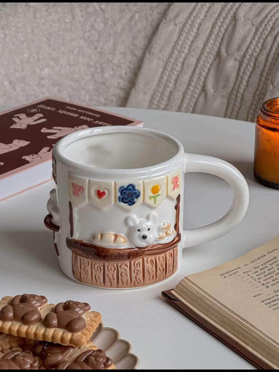 Кружка с мишкой, керамическая для чая кофе чашка, 320 мл - фото 1