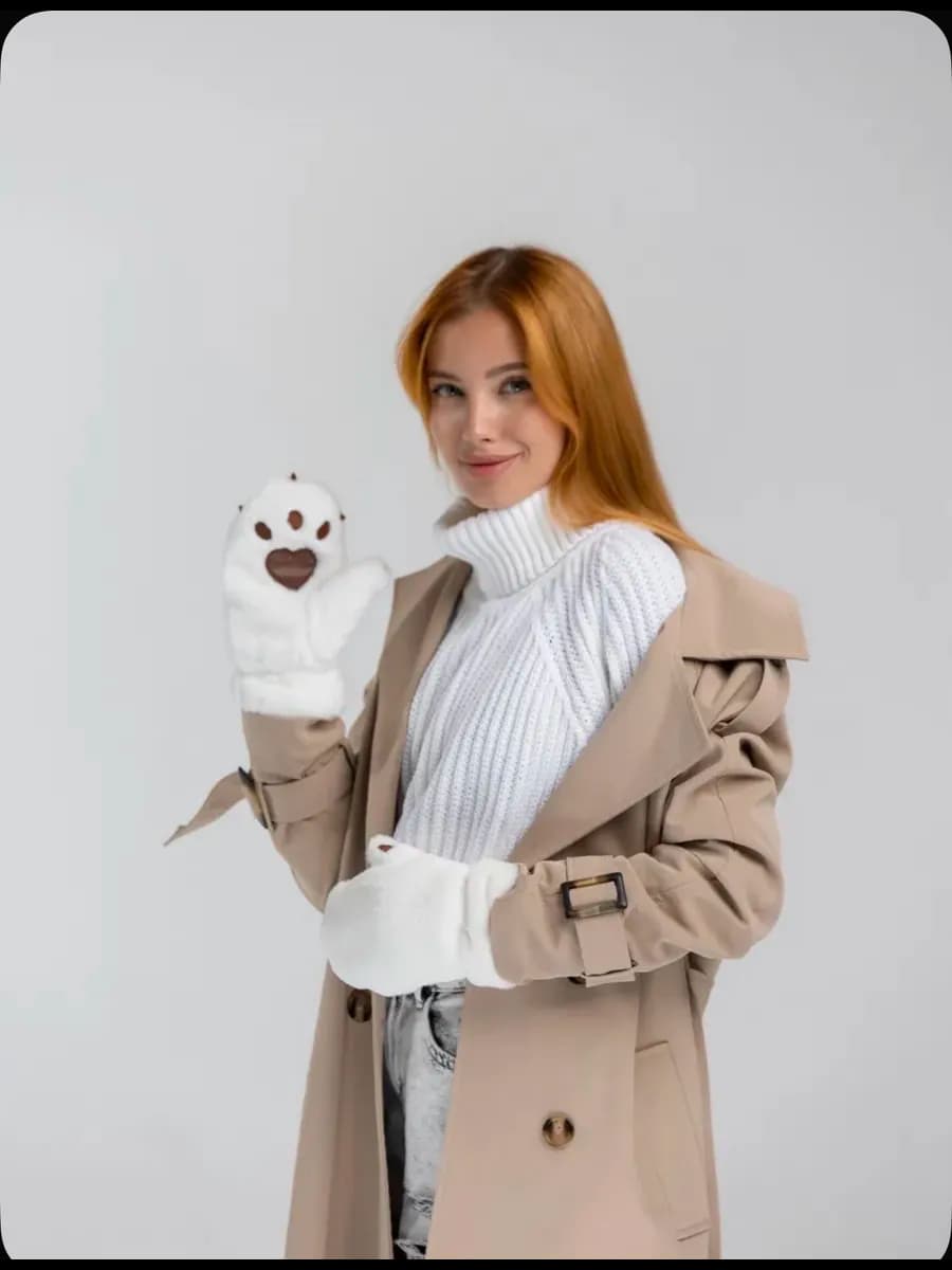 Варежки зимние пушистые