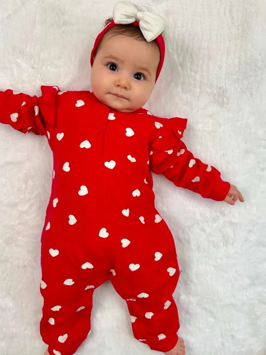 Слип костюм для новорожденных малышей с сердечками