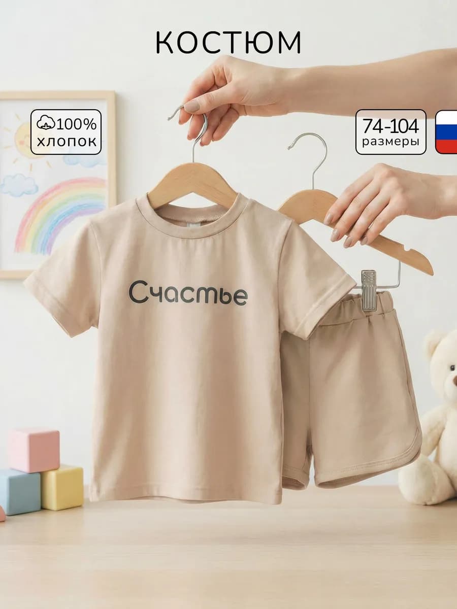 Детский костюм футболка и шорты комплект домашний в садик