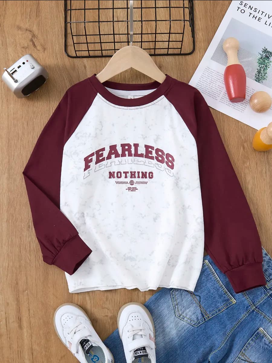 Cвитшот оверсайз с принтом с надписью лонгслив - фото 1