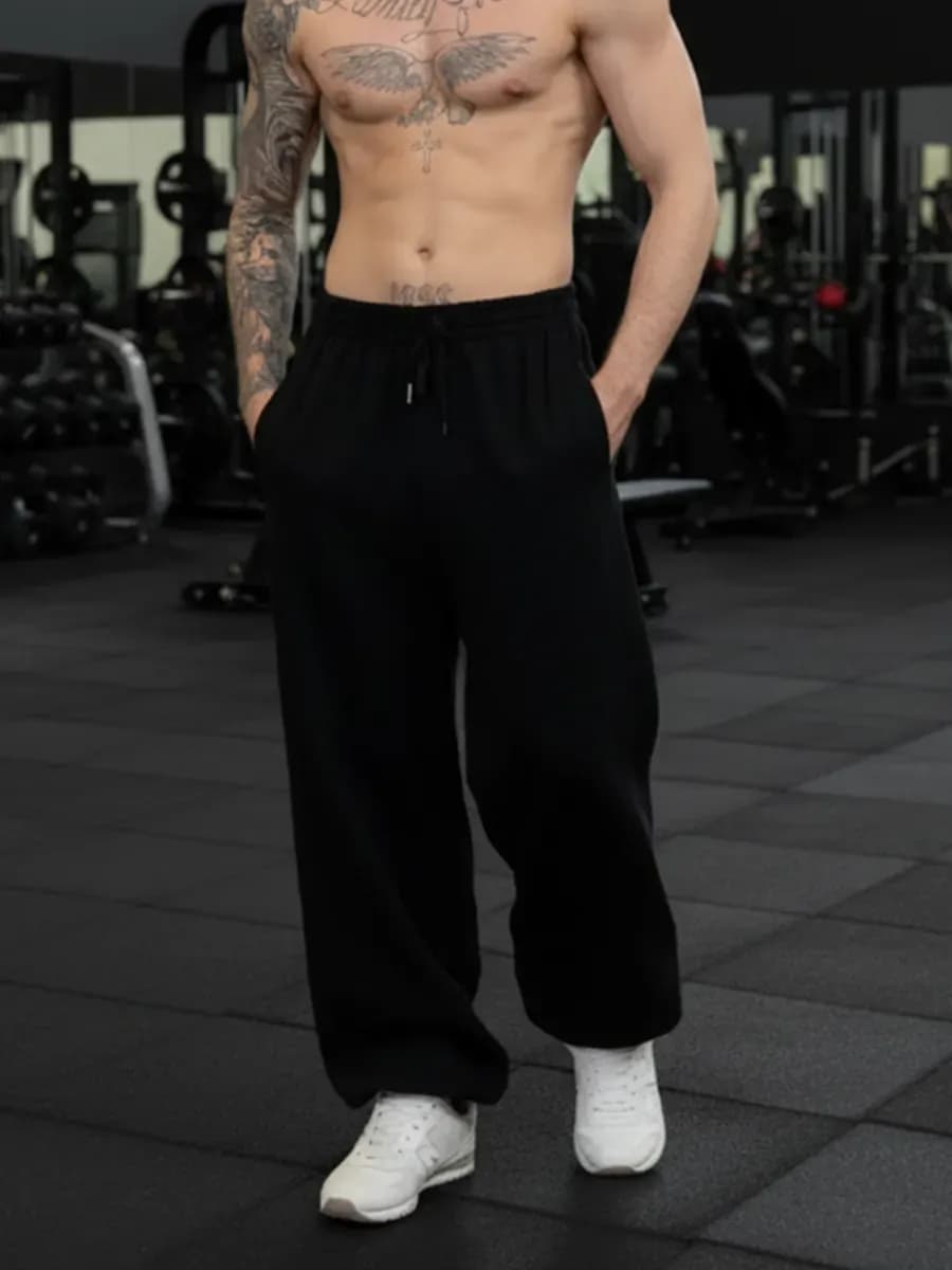 Брюки-штаны спортивные прямые широкие оверсайз