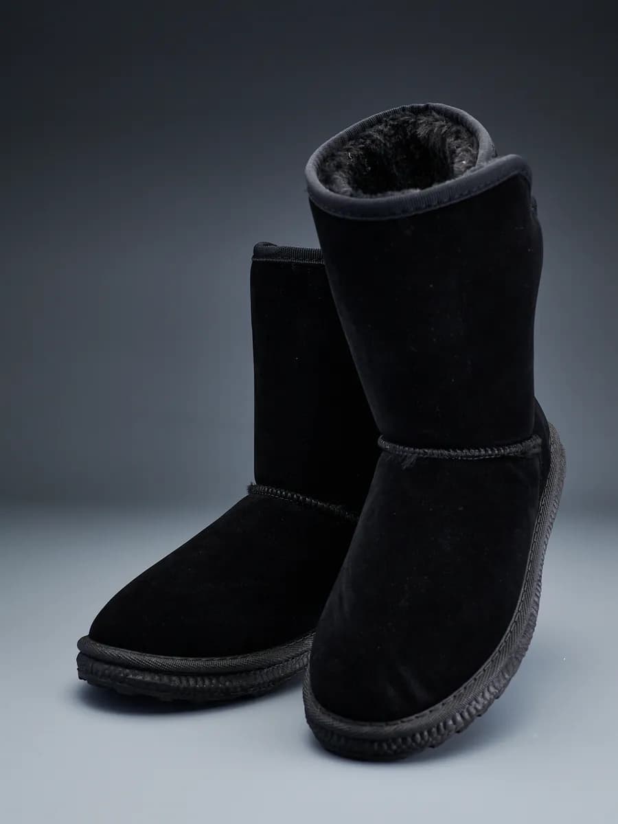 Угги зимние низкие с мехом и застежкой