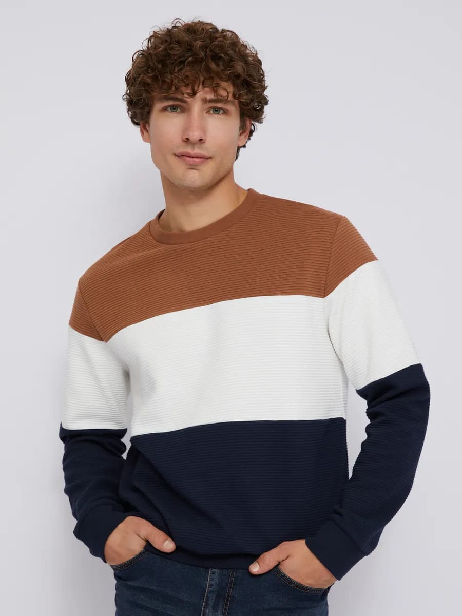 Мужской трикотажный свитшот колор блок