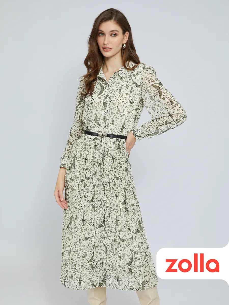 Женское шифоновое платье-рубашка плиссе