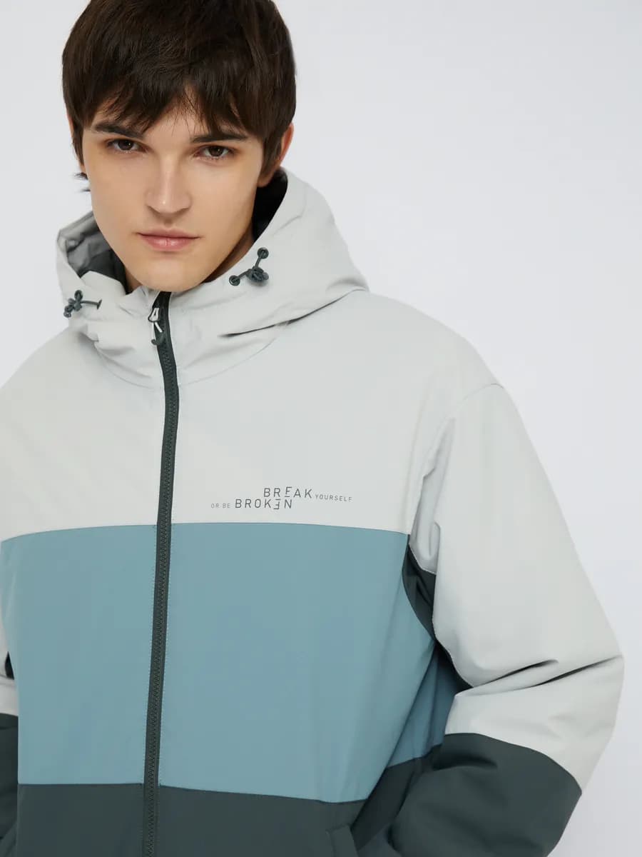 Тёплая мужская куртка-бомбер с капюшоном