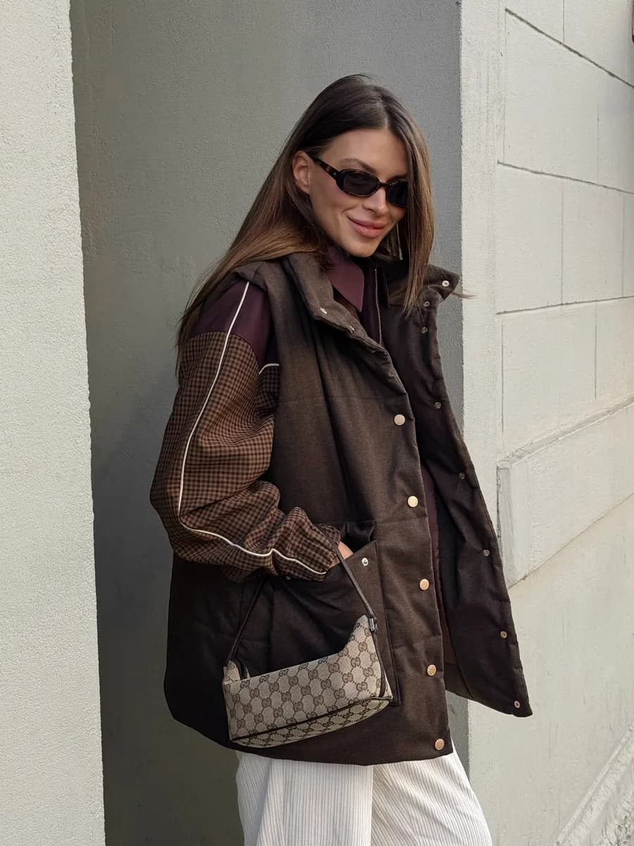 Жилетка утепленная оверсайз безрукавка