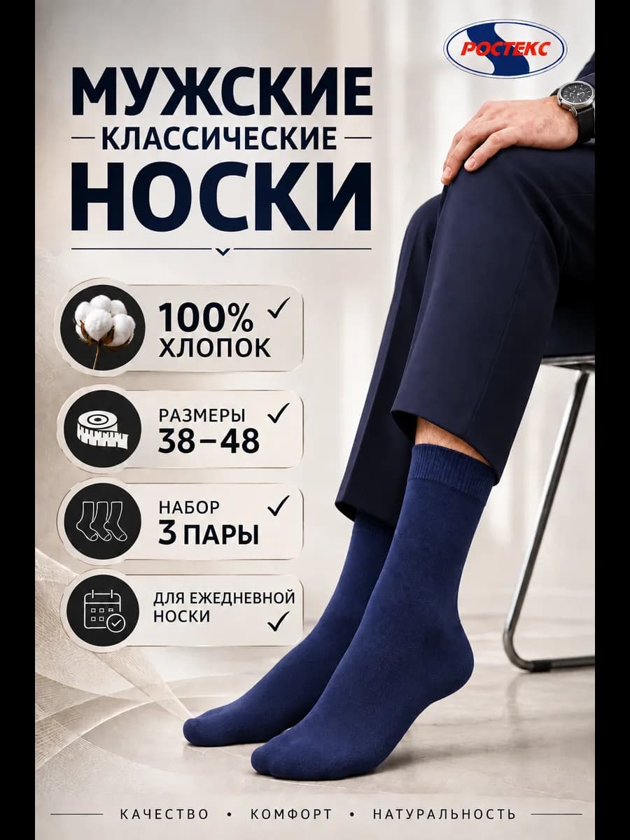 3 пары носки хлопковые набор