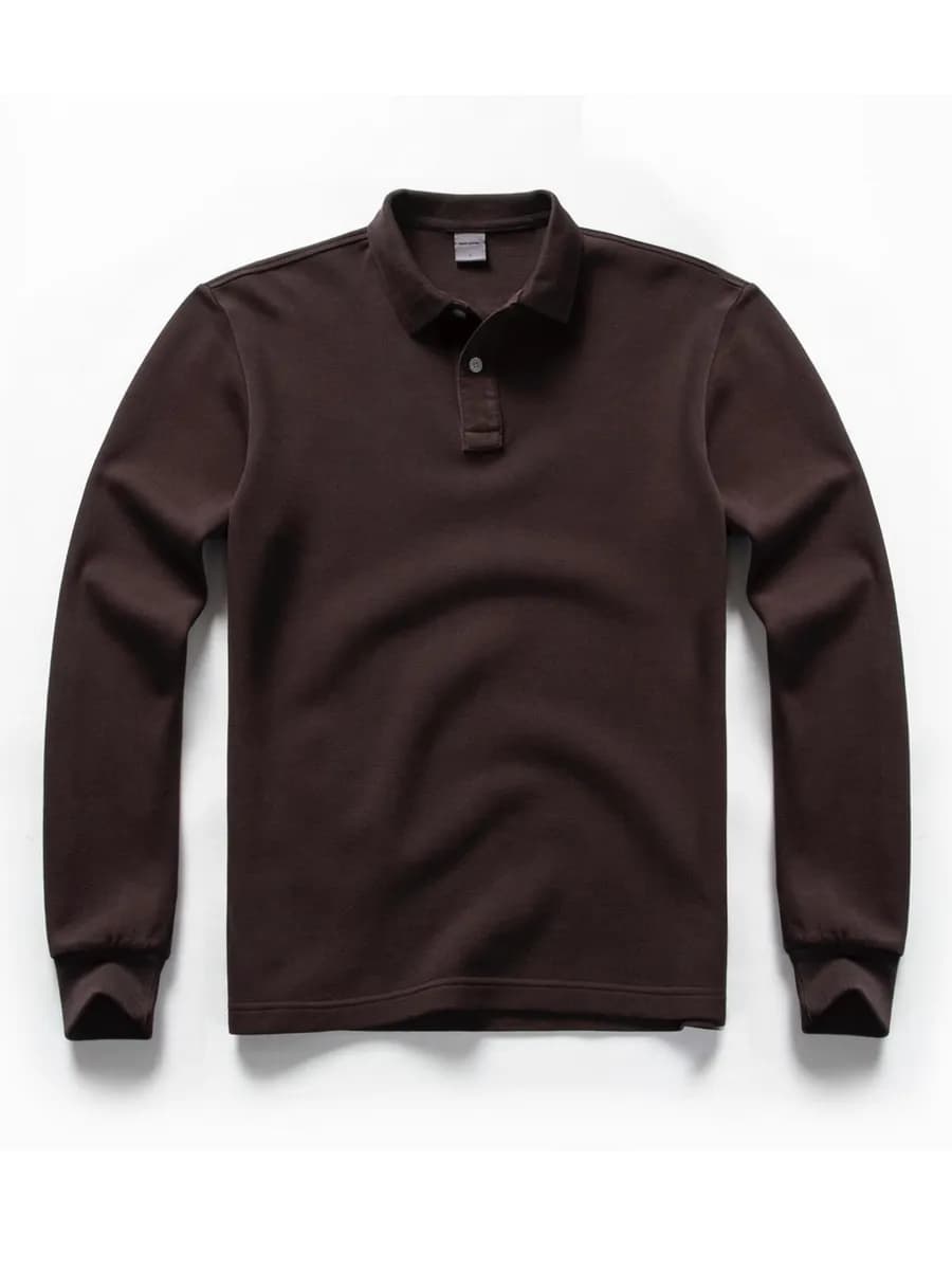 Кофейный лонгслив поло