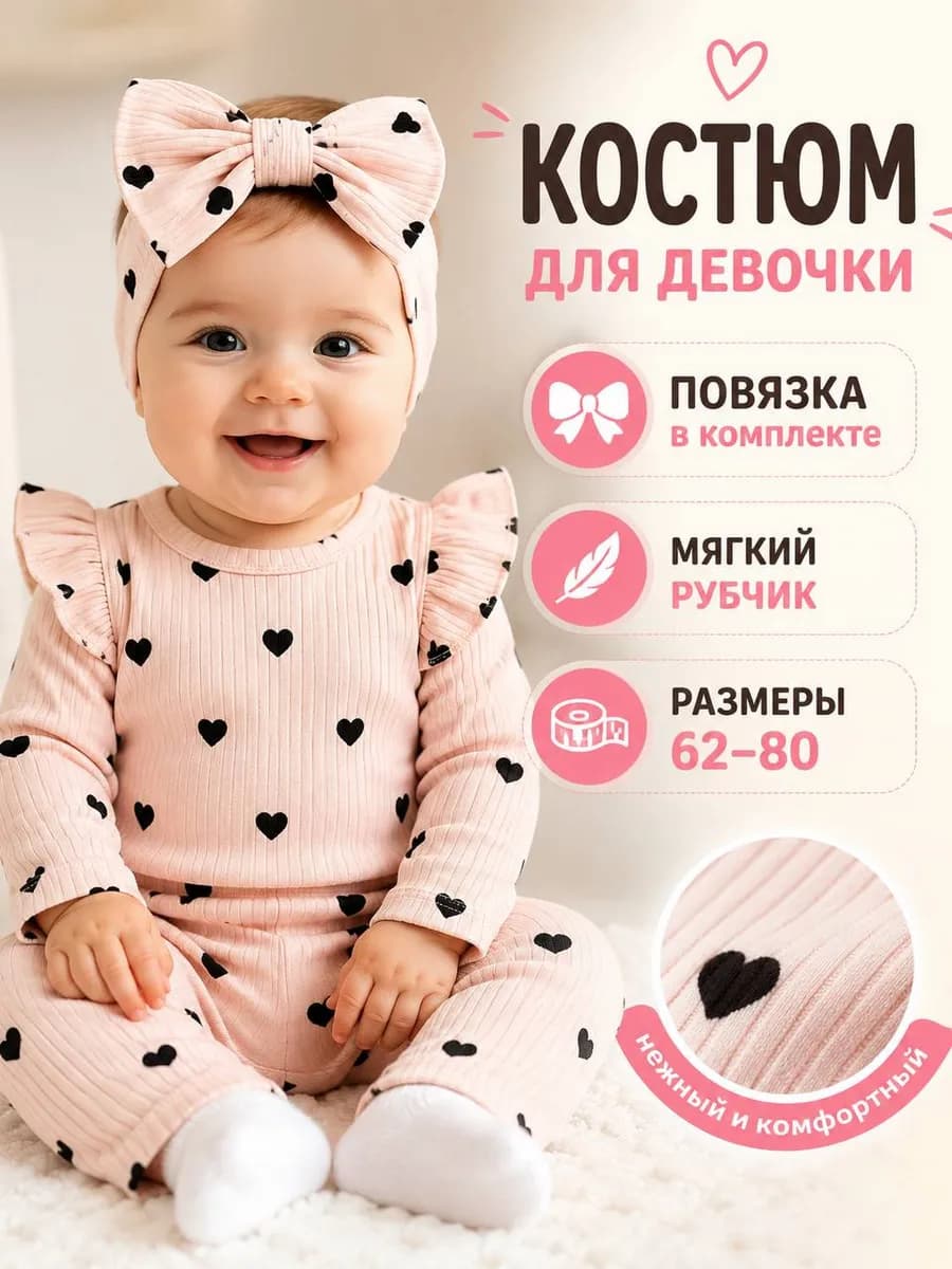 Костюм комплект боди на выписку для новорожденных девочек