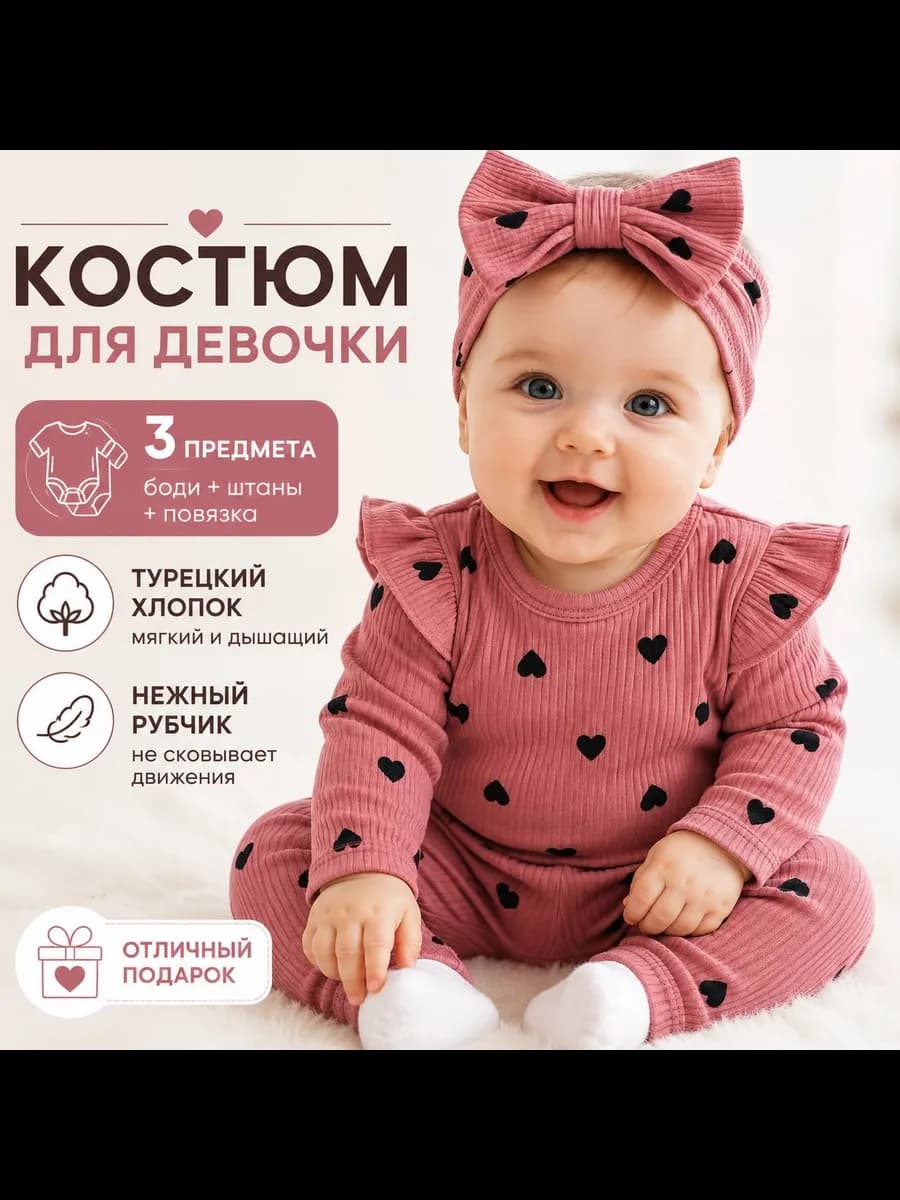 Костюм с сердечками для новорожденных