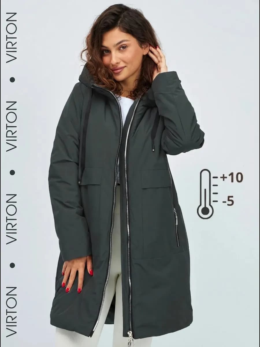 Куртка осенняя демисезонная длинная с капюшоном