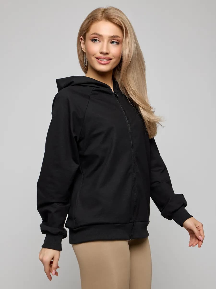 Толстовка на молнии оверсайз с капюшоном