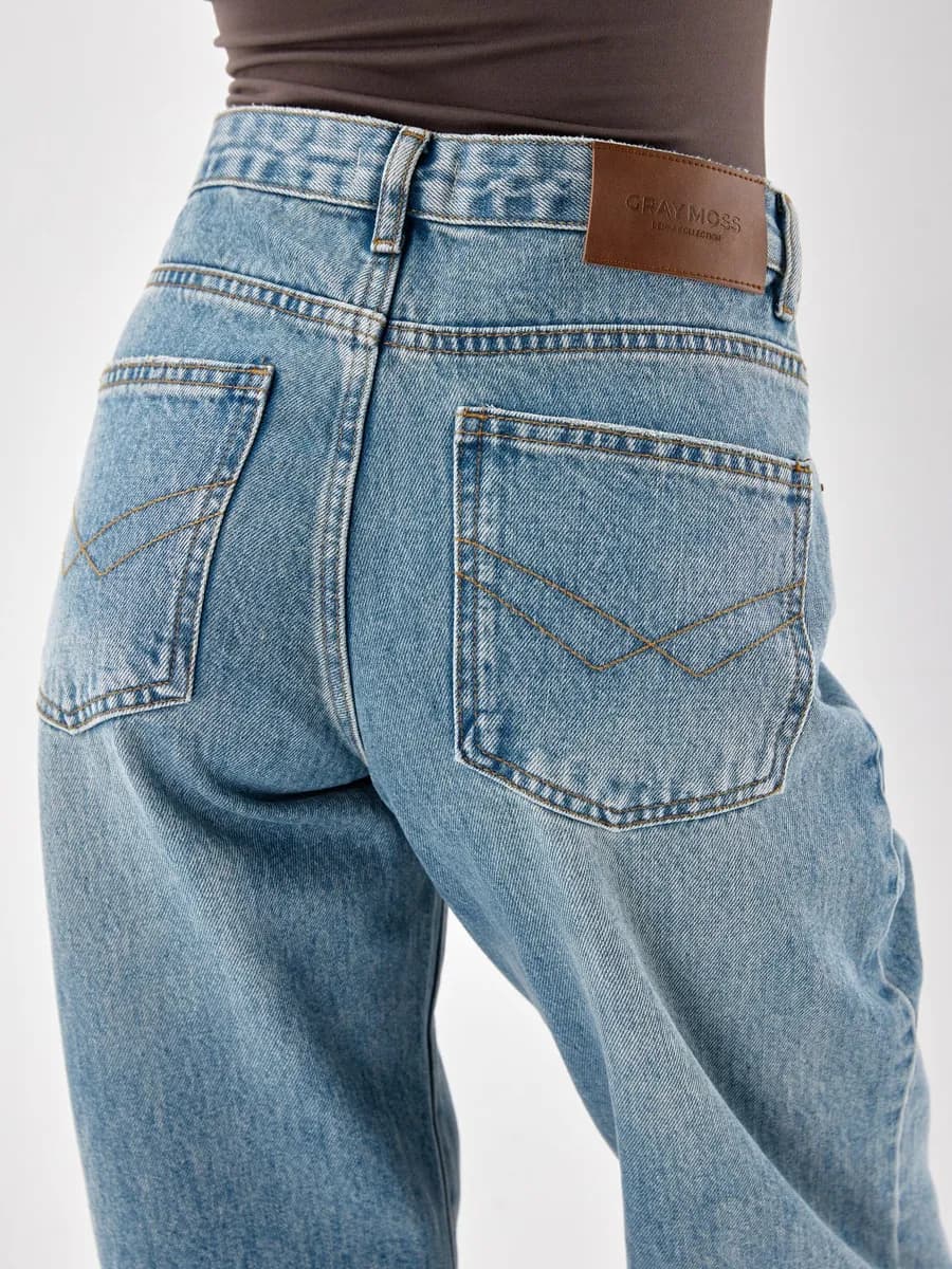 Джинсы голубые прямые классические винтаж